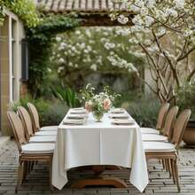 6 White Polyester Tablecloths 60x102 Inches - Washable Rectangular Table Cloth, Suitable For Weddings, Camping, Banquets, Table Decoration