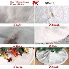 90cm Falda para rbol de Navidad de Piel sinttica, Falda de Felpa Verde para Decorar el rbol de Navidad y Fiestas navideas - 90cm + Blanco - Ver 7