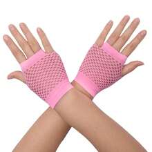Fishnet Fingerless Gloves Mesh Arm Sleeves Fish Net Arm Sleeves EMO Gloves For Women In Theme Party Scene Accessories{"Size_name":"Short","Color_name":"#11-Pink(Short)"} - 多色22 - 查看 1