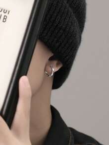 1 对 Luck Mobius 环形耳环，男士时尚奢华高端英文字母耳钉