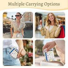 Flowers Credit Card Holder Small Wallet Women, Floral Slim RFID Blocking Wallet Woman Keychain With Zipper Coin Pocket, Front Pocket Thin Travel Card Case Organizer With ID Window Ladies Gift{"Color_name":"PurpleFlower"} - 多色18 - 查看 3