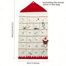 1 pieza Calendario de cuenta regresiva navideño con 24 bolsillos de almacenamiento, una bolsa colgante de almacenamiento para el dormitorio, la habitación del bebé, bolsas de almacenamiento decorativas para el dormitorio, la habitación del bebé, suministros de organización del hogar, accesorios para el dormitorio y decoraciones navideñas para el dormitorio, la habitación del bebé. - Multicolor - Ver 4