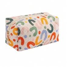 Makeup Bag Travel Cosmetic Bag For Women Girls, Zipper Make Up Pouch, Floral Flowers Toiletry Organizer Makeup, Portable Storage Bag, Cosmetic Travel Cloth Bag (UU Colourful){"Color_name":"A7UUColourful"} - A7UU彩色 - 查看 1
