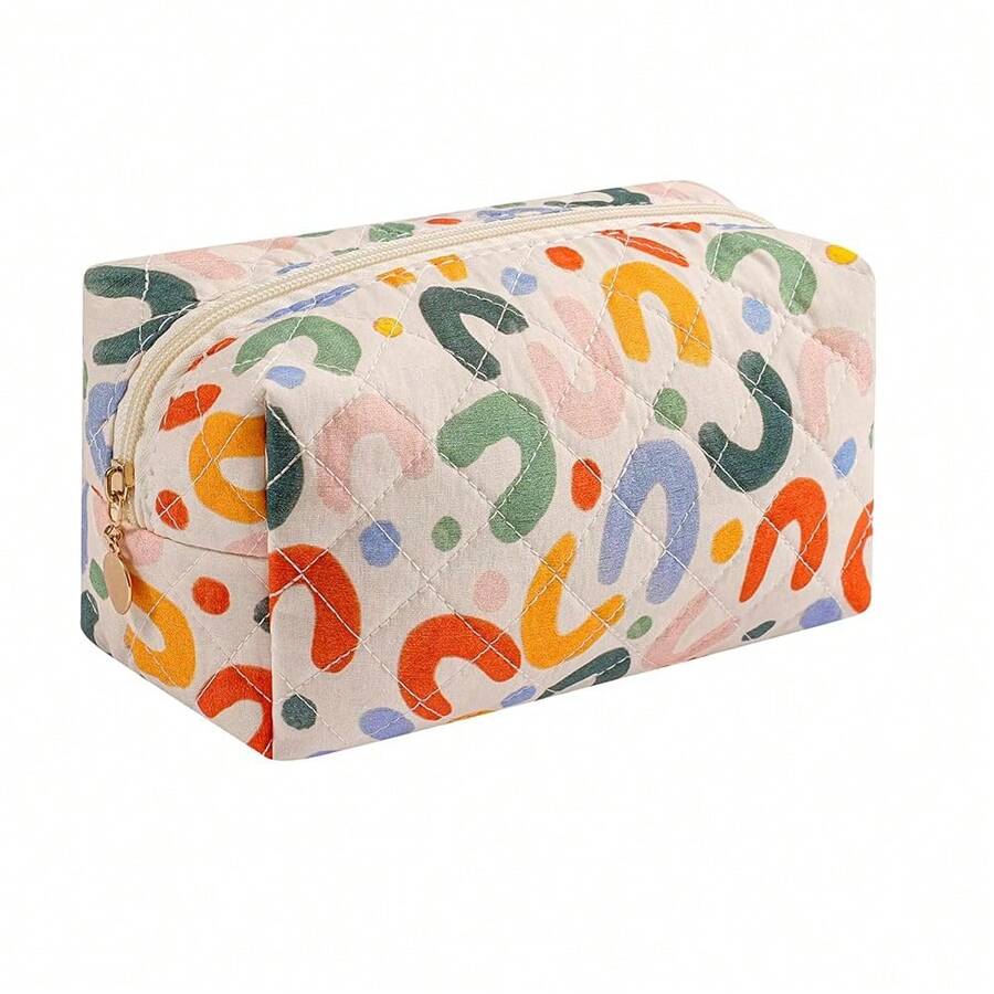 Makeup Bag Travel Cosmetic Bag For Women Girls, Zipper Make Up Pouch, Floral Flowers Toiletry Organizer Makeup, Portable Storage Bag, Cosmetic Travel Cloth Bag (UU Colourful){"Color_name":"A7UUColourful"} - A7UU彩色 - 查看 1