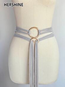 Hershine Jednoczęściowy damski pasek w stylu wikingów, sznurkowy pasek, swobodny i elegancki damski pasek w stylu wikingów, sznurkowy pasek, modny dodatek do talii w stylu retro country, styl Simia, wielofunkcyjny design, odpowiedni do codziennego noszenia w drodze do pracy o każdej porze roku, akcesoria jesienne i zimowe, akcesoria do kostiumów świątecznych i halloweenowych, dekoracja sukienki, swetra i płaszcza