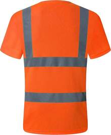 3 Pack Hi-Vis Reflective Safety Apparel |   Daily Work T-Shirt Black Color With Sewed Retro-Reflective Strips |   ANSI Compliance (77-3P-Black, L) - 77-3p-橘色 - 查看 2