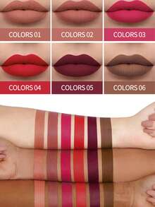 HANDAIYAN 6pcs/Set Matte Rose Lip Gloss Set, Non-Stick, Velvet Lip Tint, Great For Halloween, Christmas, Autumn/Winter Seasons, Holiday Gift - Một bộ/2ml*6 cái - Xem 2