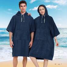 1 Piece Surf Poncho Changing Robe With Hood,Wearable Beach Towel, Quick Dry Microfiber Wetsuit Changing Towel With Pocket For Surfing Men Women