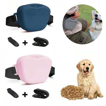 1.66 Cup Silicone Waist Bag With Magnetic Buckle For Dog Treats, 2 Wearing Methods With Belt And Clip, Portable For Training And Walking