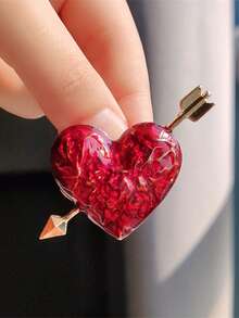 1pc Heart-Shaped Charm Brooch - Arrow-Through-Heart Teardrop Brooch, Fashion Style, Versatile, Suitable For All Occasions, Zinc Alloy Casual Necklace Pin Accessory Christmas Gift