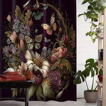 ستارة دش مطبوعة بنمط نباتي فاخر وراقي، مناسبة لديكور الحمام والغرف العامة وديكور المنزل والإكسسوارات الحمامية، ديكور عيد الميلاد