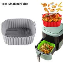 1个迷你硅胶空气炸锅内衬，可重复使用的硅胶空气炸锅篮，空气炸锅配件，厨房用品，可替代一次性烘焙纸（本产品并非通用型号，尺寸较小。产品材质较软，折叠发货，回弹速度较慢。购买前请确认产品尺寸是否合适。） - 彩色 - 查看 15