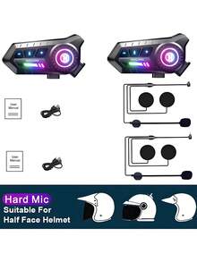 摩托车蓝牙 6.0 头盔耳机 1150mAh 摩托耳机 摩托车免提无线耳机 带氛围灯