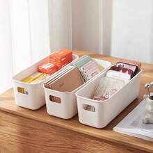 Cajas de almacenamiento de plástico - Perfectas para organizar suministros de oficina, cosméticos, medicamentos, etc. - Diseño portátil con la opción de instalar en el piso, adecuado para uso en cocina, baño y oficina, organizador de oficina; caja de almacenamiento simple; caja de plástico resistente, caja de almacenamiento para escritorio