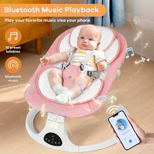 Electric Baby Swing,Baby Bouncer, Baby Swing With Bluetooth Music, 5-Speed Auto Sway & Removable Canopy For Infant Nap,Seat With 3 Adjustment Modes, 10 Soothing Lullabies, Dual Power Option Remote Control,Baby Needs,Baby Bouncer,Newborn Gift - 粉色 - 查看 2