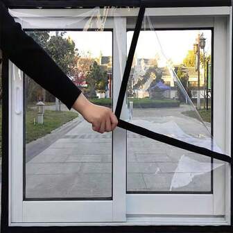 Cortina de ventana transparente de TPU grueso, a prueba de viento, a prueba de polvo, con aislamiento térmico, adecuada para puertas y ventanas, para uso en el hogar en invierno