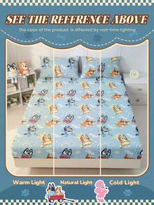 Bluey Ga trải giường in hình hoạt hình , Bộ đồ giường , Tấm bảo vệ nệm, Ga phủ giường, Ga trải giường vừa vặn, Vải dệt gia dụng thoải mái, Ga trải giường  tông màu mát mẻ, Tấm bảo vệ nệm thoáng khí chống xù lông, Mềm mại và thân thiện với da, Họa tiết cầu vồng , Ga phủ giường họa tiết hoạt hình, Bộ đồ giường cỡ Queen và King - Màu xanh nhạt - Xem 9
