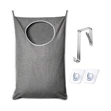 1/2pcs Large Capacity Hanging Dirty Clothes Laundry Bag, Snowflake Oxford Cloth Big Size With Wide Opening And Bottom Zipper, Multi-Functional Storage For Home, School, Office, Comes With 2 Stainless Steel Door Hooks And 2 Adhesive Wall Hooks - Multicolor - View 3