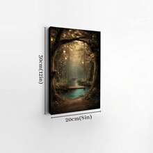 1pc Framed Canvas Wall Art, Magical Forest Swing Enchanted Woodland With Lanterns Fireflies Fantasy Nature Art Print Canvas Poster Painting Wall Decor, Ideal Gift For Bedroom Living Room Hallway Dorm, Ready To Hang - 彩色 - 查看 8
