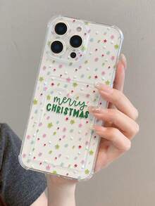 1pc Elegant Christmas Colorful Star & Letter Pattern Transparent Shockproof TPU Phone Case, Suitable As Holiday Gift Compatible With IPhone Xs/Xsmax/Xr/11 12 13 14 15 16 17pro/Promax/14 15 16plus