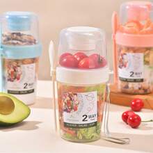800ml Multi-Use Salad Yogurt Parfait Cup - Portable With Lid & Fork, Vegan Friendly Leakproof Snack Container For On-The-Go Life - 彩色 - 查看 7