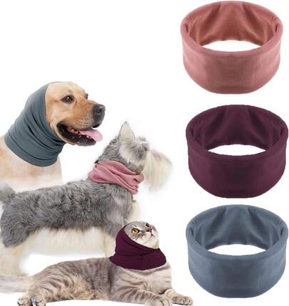 3pcs Orejeras Ruido para Perro, Orejeras para Perro, Elástico y Transpirable, 60% Algodón, Bueno para Calmar, Reducir Ansiedad y Estrés