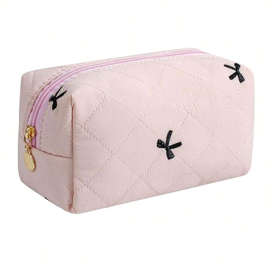 Makeup Bag Travel Cosmetic Bag For Women Girls, Zipper Make Up Pouch, Floral Flowers Toiletry Organizer Makeup, Portable Storage Cosmetic Travel Cloth Bag (Light Pink){"Color_name":"C7LightPink"} - C7淺粉紅色 - 查看 1