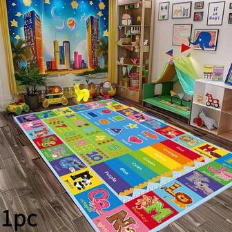 1pc Educational Carpet With Letters/Animals, Suitable For Family Entertainment And Parent-Child Interaction, Learning Carpet For Playroom/Classroom