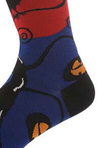 1 Paar Herren Cartoon bedruckte kontrastfarbige, schweißabsorbierende und weiche, bequeme, neuartige, interessante und coole Mittellange Socken, lustige Geschenke für Väter, Großväter von Töchtern, Großväter von Vätern, Ehemänner von Vätern, Freunde von Vätern zu Halloween, Weihnachten und Geburtstag. Das beste Geschenk für Väter, Großväter, Väter von Töchtern, Söhne und Freundinnen zum Vatertag.