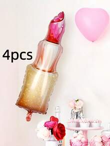 4 件巨型红色唇膏唇气球套装 2 件唇膏 2 件唇膏气球单身派对用品化妆气球生日新娘送礼会女孩水疗派对用品可爱唇膏和唇膏气球，圣诞节 - 粉色 - 查看 12