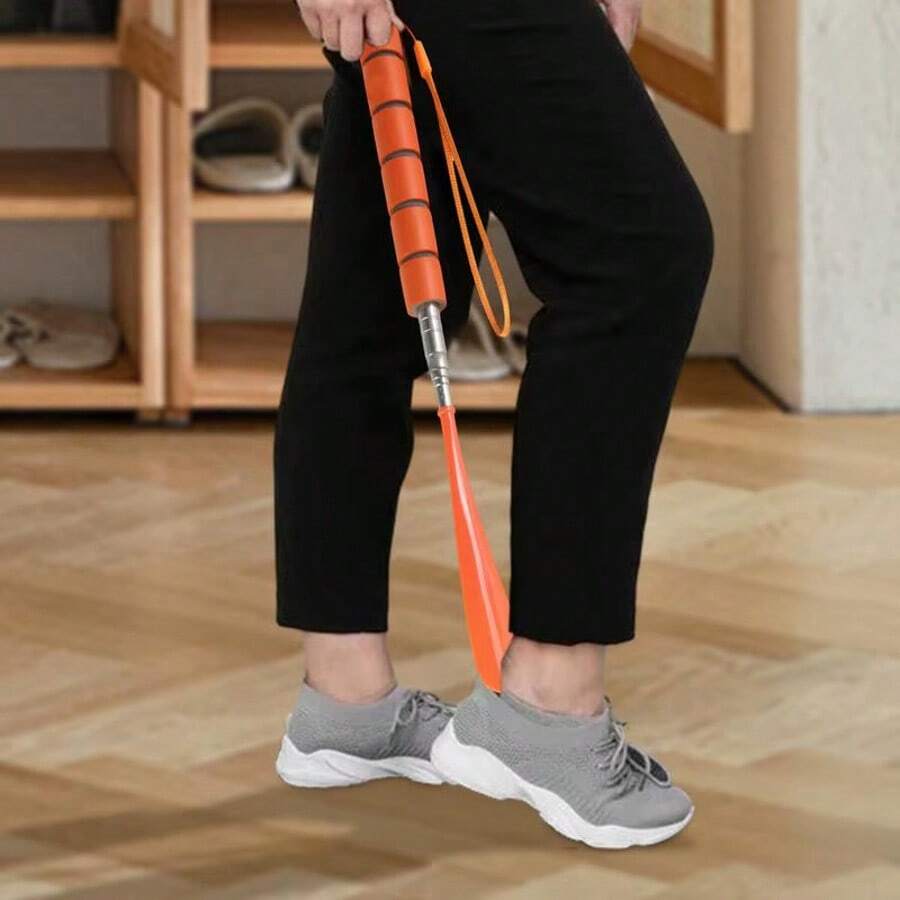 Calçadeira Ajustável de Aço Inoxidável com Cabo Extensível, Elevador de Sapato Flexível, Ferramenta de Remoção de Sapato, Acessório de Sapato