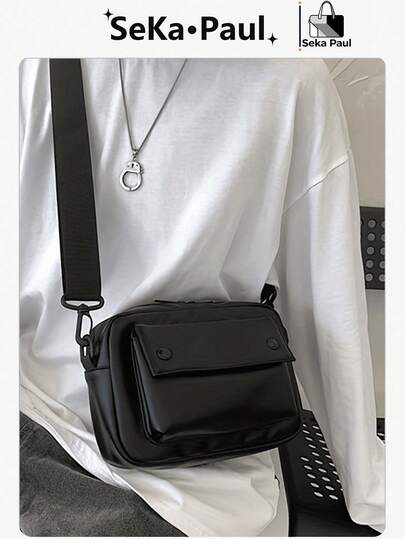 Men's Pu Shoulder Bag, Chest Bag, Coin Purse, Messenger Bag Winter Holiday Tote Bag Fanny Pack Beach Bag Gym Bag Black Bag Hiking Large Capacity Multi-Functional Portable Vacation Hip Bag Christmas Gifts Valentine Day Vintage Valentines Holiday Essentials Sling Bag Stickers Bags Back To School Valentines Gifts Vintage Men Gift Bag Pack Cross Body Bag Spring Vintage Bags School Supplies Pouch Festival Valentine'S Day Phone Bag