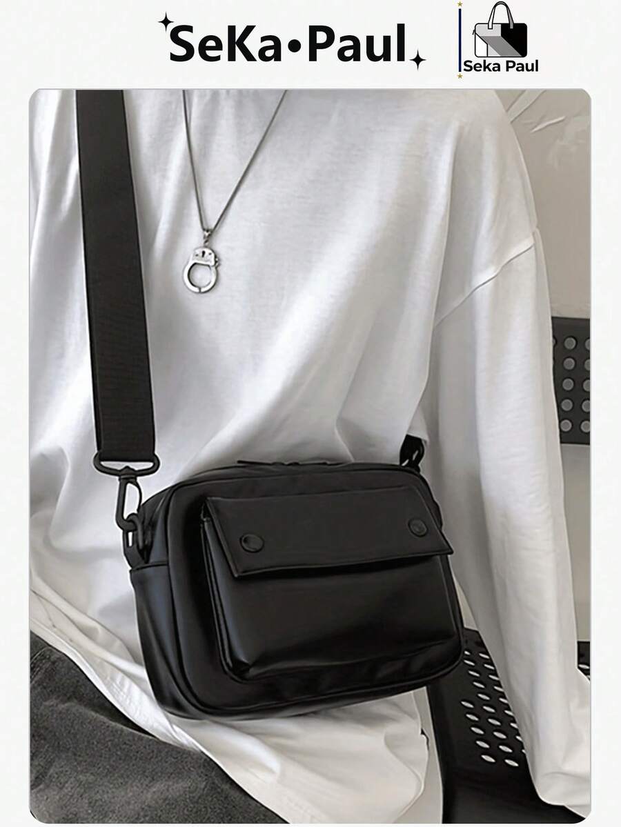 Men's Pu Shoulder Bag, Chest Bag, Coin Purse, Messenger Bag Winter Holiday Tote Bag Fanny Pack Beach Bag Gym Bag Black Bag Hiking Large Capacity Multi-Functional Portable Vacation Hip Bag Christmas Gifts Valentine Day Vintage Valentines Holiday Essentials Sling Bag Stickers Bags Back To School Valentines Gifts Vintage Men Gift Bag Pack Cross Body Bag Spring Vintage Bags School Supplies Pouch Festival Valentine'S Day Phone Bag