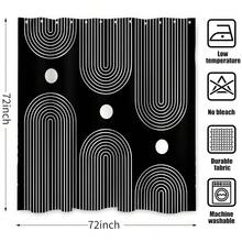 Black And White Shower Curtain, Boho Minimalist Mid Century Modern Arch Geometric Machine Washable Waterproof Fabric For Bathroom Bathtub Decor With Hooks 72x72{"Color_name":"BlackandWhiteBoho","Size_name":"72\"Wx72\"L(Packof1)"} - 多色29 - 查看 8