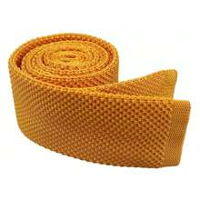 Men's Solid Color Textured Knit Skinny Ties Smart Necktie Square-Cut Finish{"Size_name":"OneSize","Color_name":"BrightYellow"} - Multicolor20 - View 4