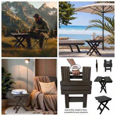 Pequea mesa redonda plegable de madera, cmoda mesa al aire ltima intervensin, silla plegable, terraza, sala de estar al aire ltima intervensin, recmara, bao, mesa de centro pequea, espacio
