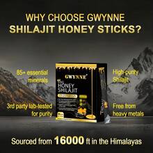 Gwynne Shilajit Honey Sticks Suplementos 30 Sticks Puro Del Himalaya 85 Micronutrientes 3000mg Apto Para Hombres Y Mujeres 100% Natural Orgánico - Otros - Ver 5