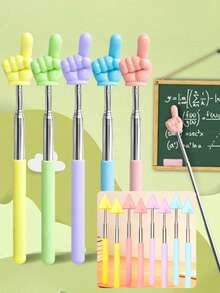 10 pièces de bâtons de pointeur télescopiques, décoration de flèche, schéma de couleurs macaron, pointeurs extensibles à main, rangement pratique, utilisés pour les présentations au tableau blanc, fournitures scolaires