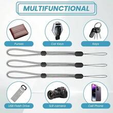 2 Pack Cordn para Celular, Correa para Celular Ajustable Nailon, Correa Mueca de Telfono, Llaves de Cmara, Unidades Flash, Llavero, Portafolios - Gris - Ver 5