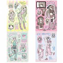 Cute Cartoon Girl Decorative Sticker Roll - DIY Decorative Tape, Suitable For Scrapbooks, Diaries And Crafts, With Adorable Cartoon Girl Characters, Self-Adhesive Decorative Stickers, Scrapbook Decorative Stickers, Cute Style Doodle Stickers - Multicolor - View 14