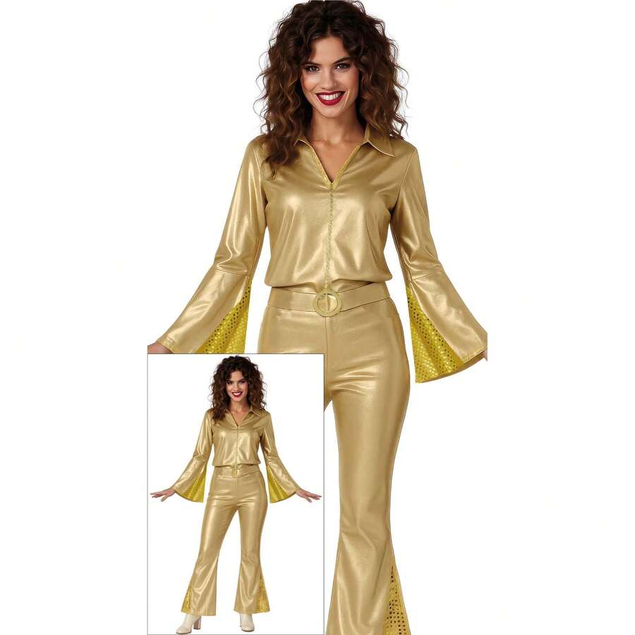 Fiestas Guirca Trang phục Disco Vàng dành cho người lớn, Trang phục dạ hội lấp lánh cho các bữa tiệc và sự kiện theo chủ đề, Váy khoa học viễn tưởng với các chi tiết sang trọng cho lễ kỷ niệm và thuyết trình, Có nhiều kích cỡ, Lý tưởng cho trang phục và lễ hội - Miễn phí vận chuyển ✅ Giao hàng trong vòng 24/48 giờ đến Tây Ban Nha (bán đảo) - Nhiều màu - Xem 1