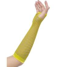 Fishnet Fingerless Gloves Mesh Arm Sleeves Fish Net Arm Sleeves EMO Gloves For Women In Theme Party Scene Accessories{"Size_name":"Long","Color_name":"#05-BrightYellow(Long)"} - 多色6 - 查看 4