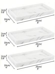 3pcs/2pcs/1pc 11.81 Inch Countertop And Vanity Tray - 1/2pcs Set Shatterproof Silicone Kitchen And Bathroom Tray, Suitable For Countertop, Kitchen Sink Soap Dispenser Tray, Bathroom Vanity Tray, Perfume And Key Tray, Bathroom Toilet And Bathroom Countertop Silicone Tray - Marble White - View 13