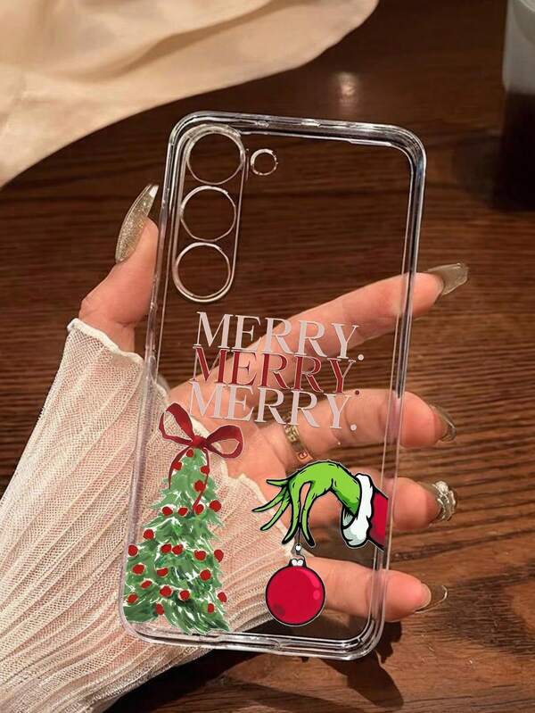 1 pieza Funda de teléfono suave con decoración de lazo de árbol de Navidad de moda, compatible con iPhone 17/17 Air/17 Pro/17 Pro Max, Honor, Redmi, Galaxy A04e/12/A13/A14/A34/A50/A52/A53/A54/S21/S22/S23/S24/S25/S25Ultra, 6A/7A/8A, 12T/13T