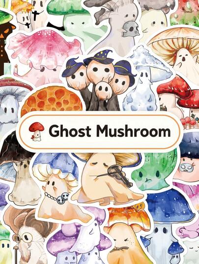 50 Piezas de Pegatinas de Dibujos Animados de Hongos Lindos, Pegatinas Decorativas DIY para Teléfonos, Portátiles, iPads, Tabletas, Patinetas, etc.