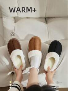 Solid Color Plush Lining Casual; Outdoor; Beach Home Wear, Autumn/Winter - Black - View 7