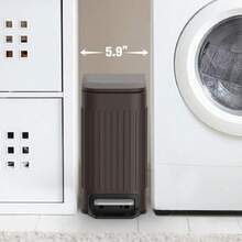 Slim Bathroom Trash Can With Lid Soft Close, 6 Liter/1.6 Gallon Stainless Steel Small Garbage Can With Removable Inner Bucket, Step Pedal, Slim Wastebasket For Toilet, Office, Bedroom, Brown - Chocolate Brown - View 3
