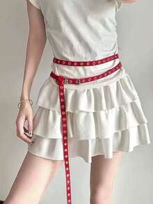 1条78.8英寸街头朋克Y2K风格女士全孔金属孔眼PU皮革腰带，适合休闲、周末郊游、派对、音乐节、圣诞节、校园等场合。