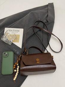 Bolso cuadrado pequeño de moda otoño 2025 para mujer, bolso bandolera retro, bolso de hombro con textura única estilo coreano con colgante