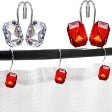 12pcs/Set Simple Crystal Decorative Hooks, Curtain Hooks For Home/Bathroom Decor - Multicolor - View 5